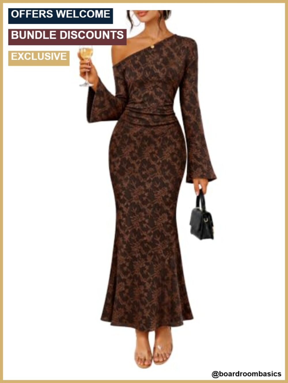 Lace Off Shoulder Maxi Dress Bell Sleeve Bodycon Cocktail Wedding Guest